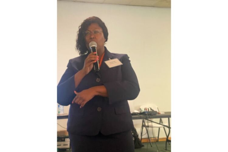 Ida Byrd-Hill, CEO of the Detroit-based Automation Workz, speaking at the convening of the West Michigan African American Tech Readiness Collaborative.