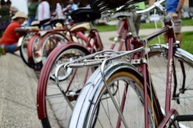 Vintage bikes on display at the Bronson Park Bike Show, May 13.