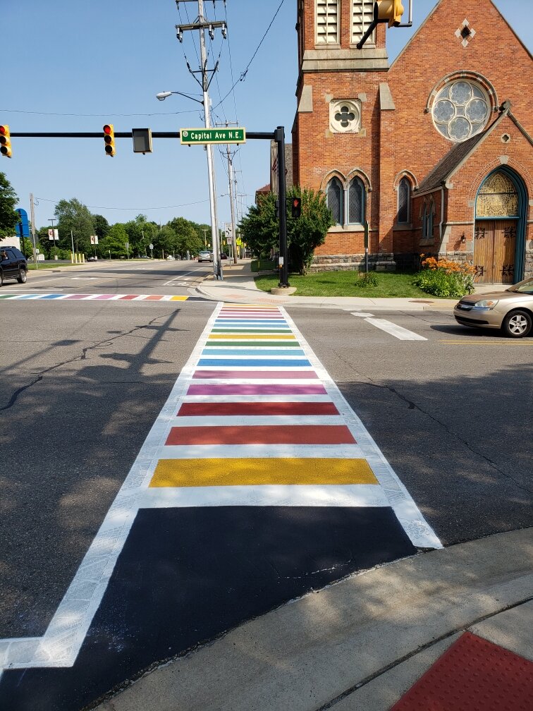 Rainbow crosswalks painted in time for Pride celebration in Battle Creek