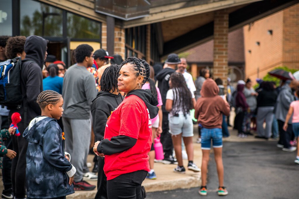 People prepare to make the Dominion Walk against gun violence on Wednesday, April 30, 2025 outside Zion Baptist Church. in Kalamazoo.
