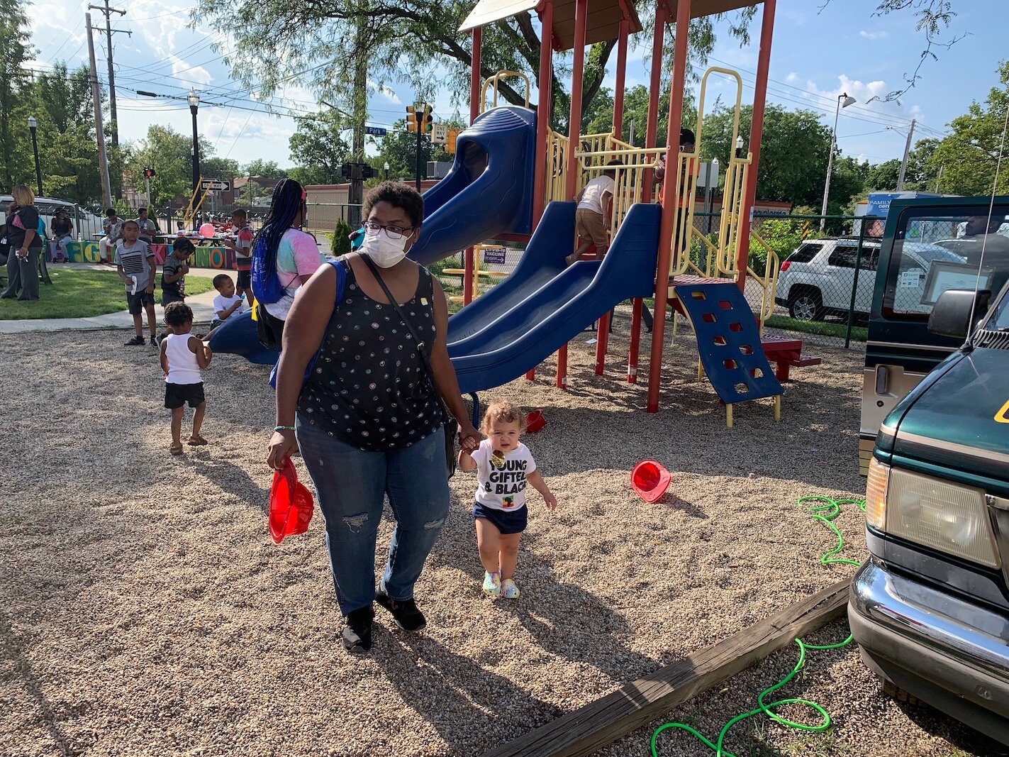 Children were able to use the small playground and get free ice during the National Night Out on Kalamazoo’s North Side Neighborhood.