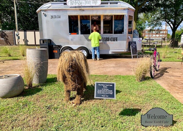 A customer stops for lunch at Bone Yard Cafe on a recent day.