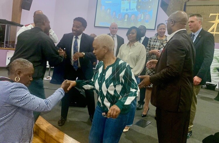 NAACP President Wendy Fields, center, and other community leaders shared their ideas on what might be done to prevent more gun violence on Tuesday, April 30, 2024.