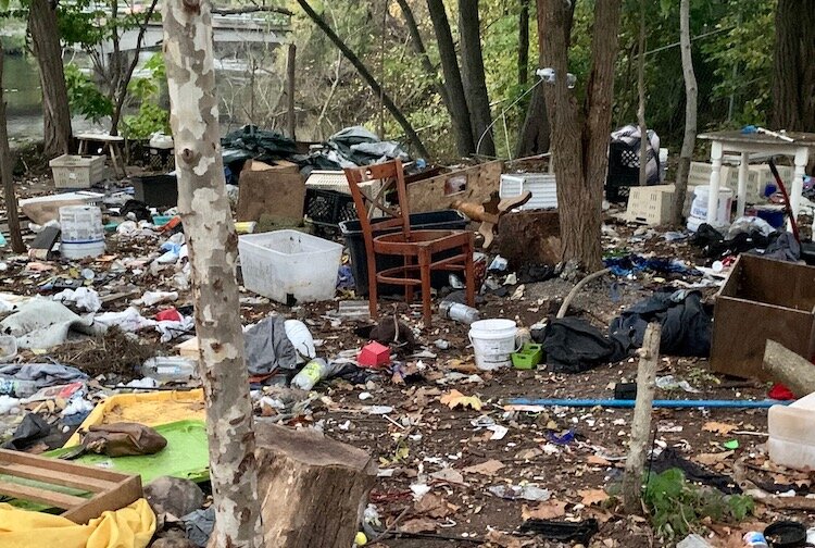 What was left behind left behind after the city of Kalamazoo disbanded the encampment at Ampersee seen here on Oct. 20, 2021.