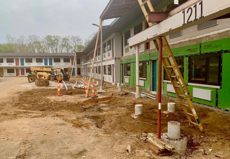 Exterior and interior renovation work continues on the LodgeHouse, the former Knights Inn at 1211 S. Westnedge Ave.