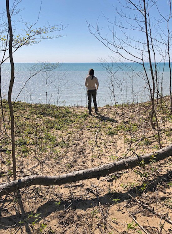 Admiring Lake Michigan from SWMLC's Porter Legacy Dunes.