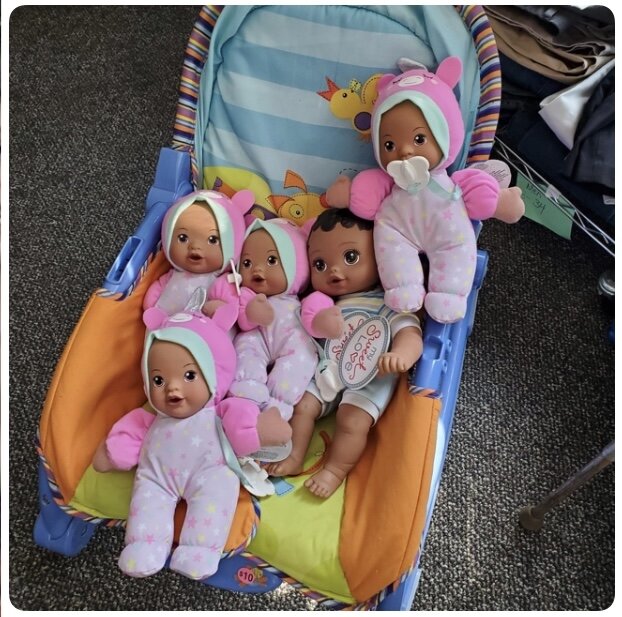 Dolls donated at the Refugee Friends Store at  Prince of Peace Lutheran Church.