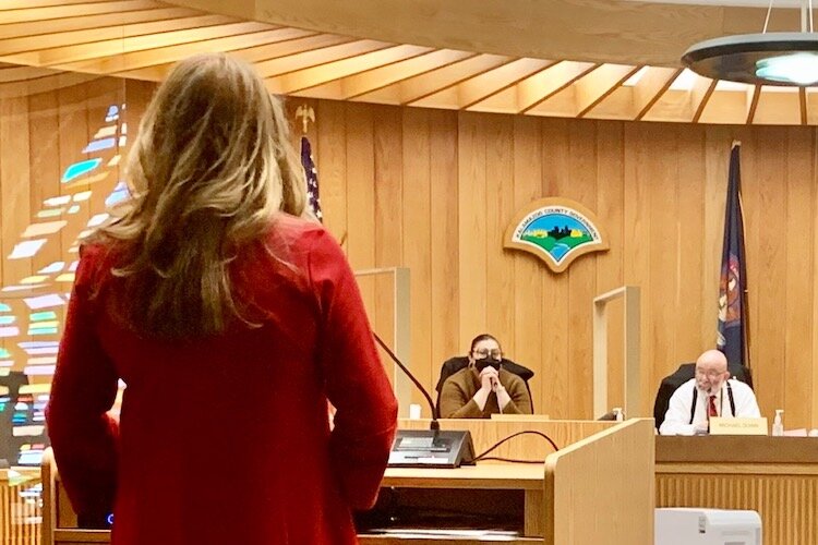 Kalamazoo Housing Director Mary Balkema addresses the County Board.