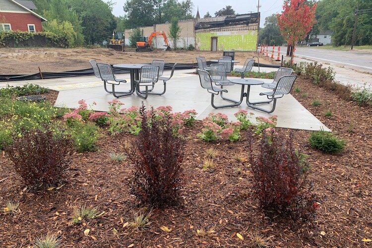 A gathering place has been created in the Eastside Sunrise Plaza. 