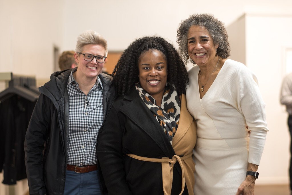 From left, Dr. Kristi VanDerKolk and Artrella Cohn greet new NACD Executive Director Elizabeth Washington at a Friday, March 1, 2024 open house.