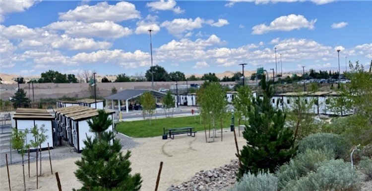 This artist’s rendering of a POD modular  community in Reno, Nev., provides an idea of what such a community could look like in Kalamazoo.