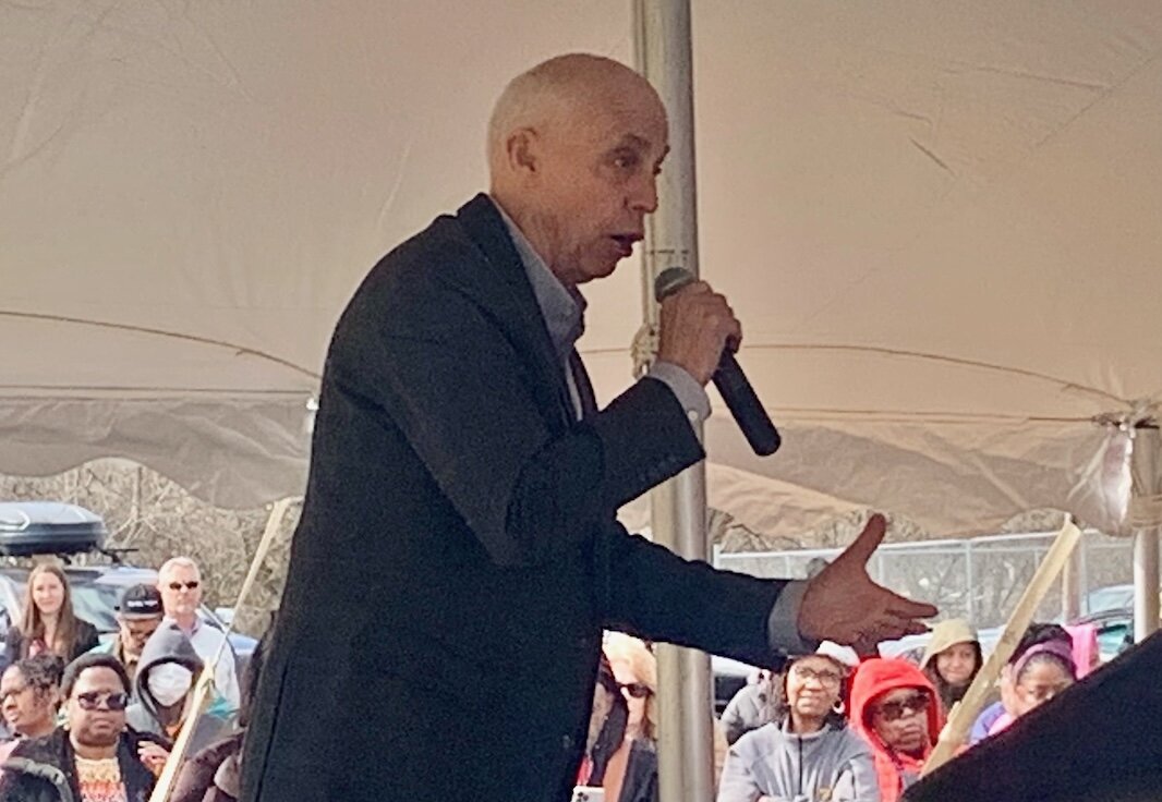 Kalamazoo Mayor David Anderson praised Mt. Zion Baptist Church's efforts to bring more needed housing to Kalamazoo. He spoke on Wednessday, March 26, 2025 at the groundbreaking ceremony for the church's new Legacy Senior Living project.