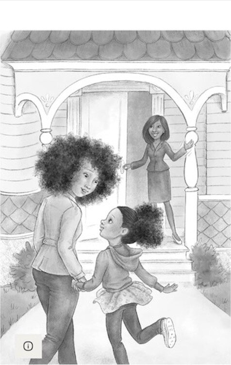 Princess  Mackie and her mother look for their own “castle”  in this illustration from Princess Mackie Buys a House.