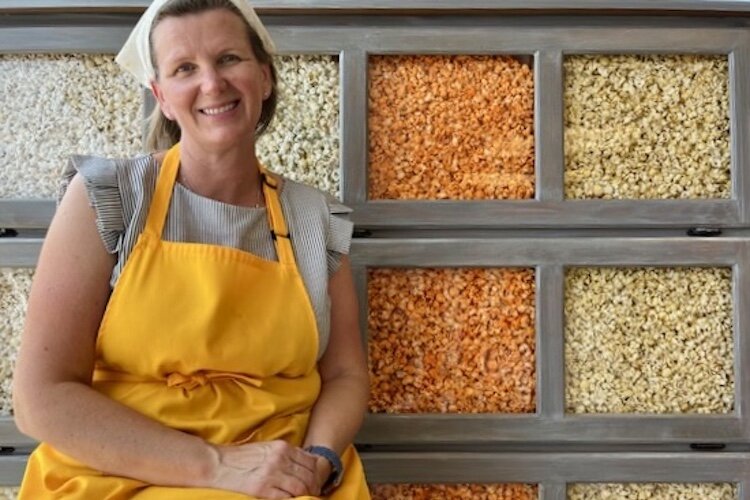 Among the specialty popcorns sold by Good Batch Popcorn are Truffle, Dill Pickle, and (shown here) Jalapeño Cheddar.