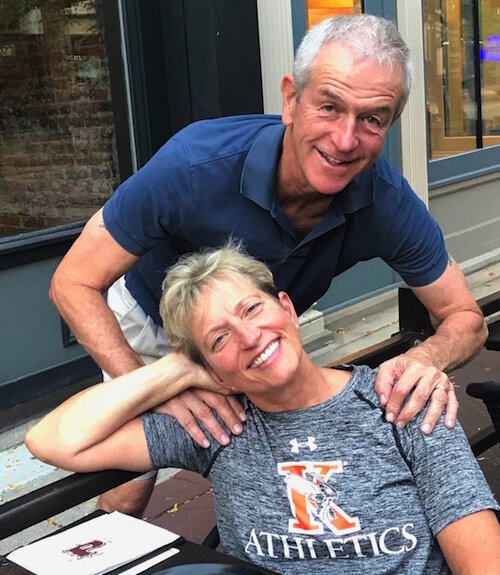 Jeanne Hess enjoys a casual moment with her husband Jim at Principle restaurant on the downtown Kalamazoo Mall in the fall of 2018. That was long before social distancing was a concern.