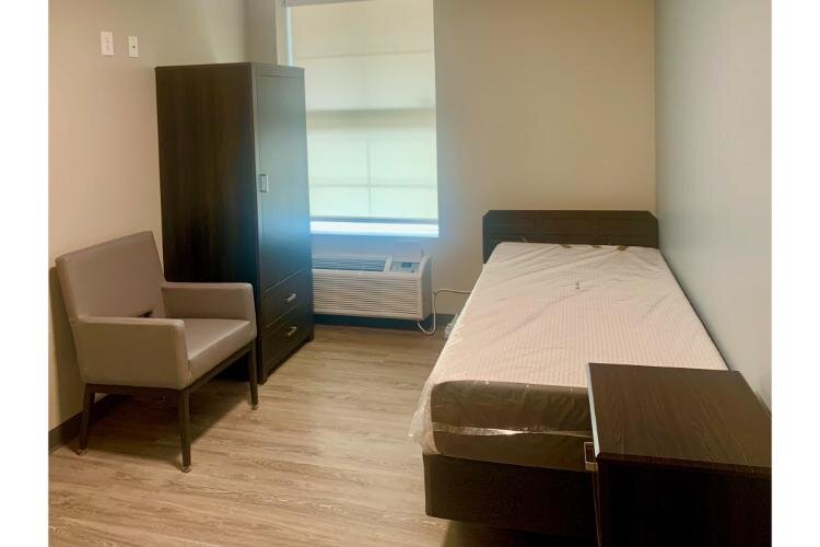 A single-occupant room is seen inside the new Enlightened Recovery treatment center at 1430 in Alamo Ave. in Kalamazoo.