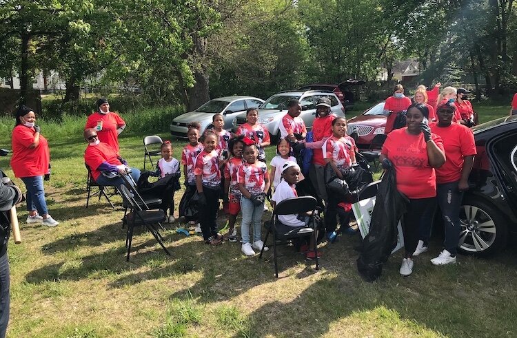 Residents of Kalamazoo’s Northside Neighborhood are shown conducting one of two community clean-ups in 2021.