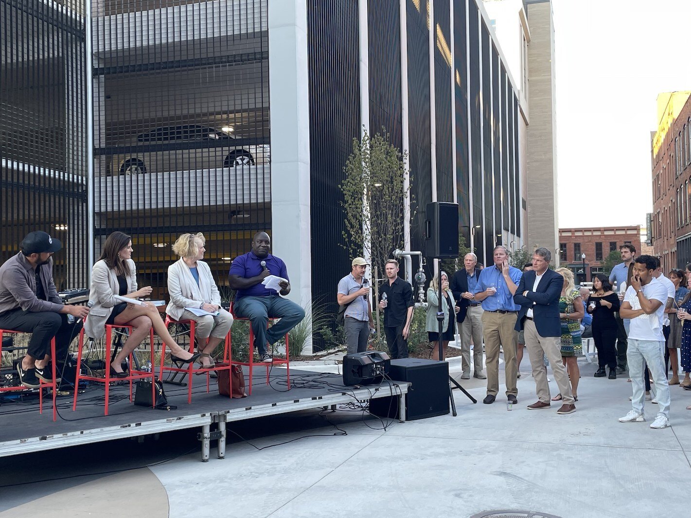 About 80 to 90 people turned out to learn about plans for the new Haymarket Plaza and placemaking in downtown Kalamazoo. Former mayor Bobby Hopewell was among those speaking Thursday.