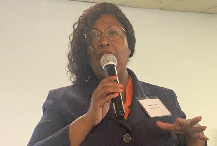 Ida Byrd-Hill, CEO of the Detroit-based Automation Workz, speaking at the convening of the West Michigan African American Tech Readiness Collaborative.