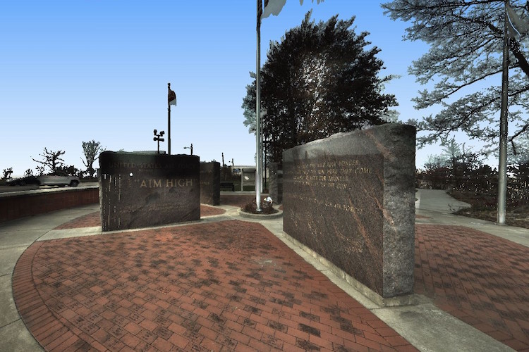 An image of the Rose Park Veterans Memorial from a laser scanner.