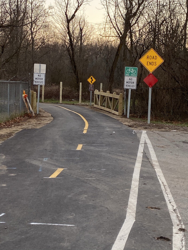 The completed portion of the trail, December 2020. 
