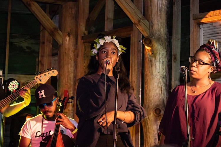 Singer Venezia Jones is a newer member of the band seen here in performance at Old Dog Tavern.