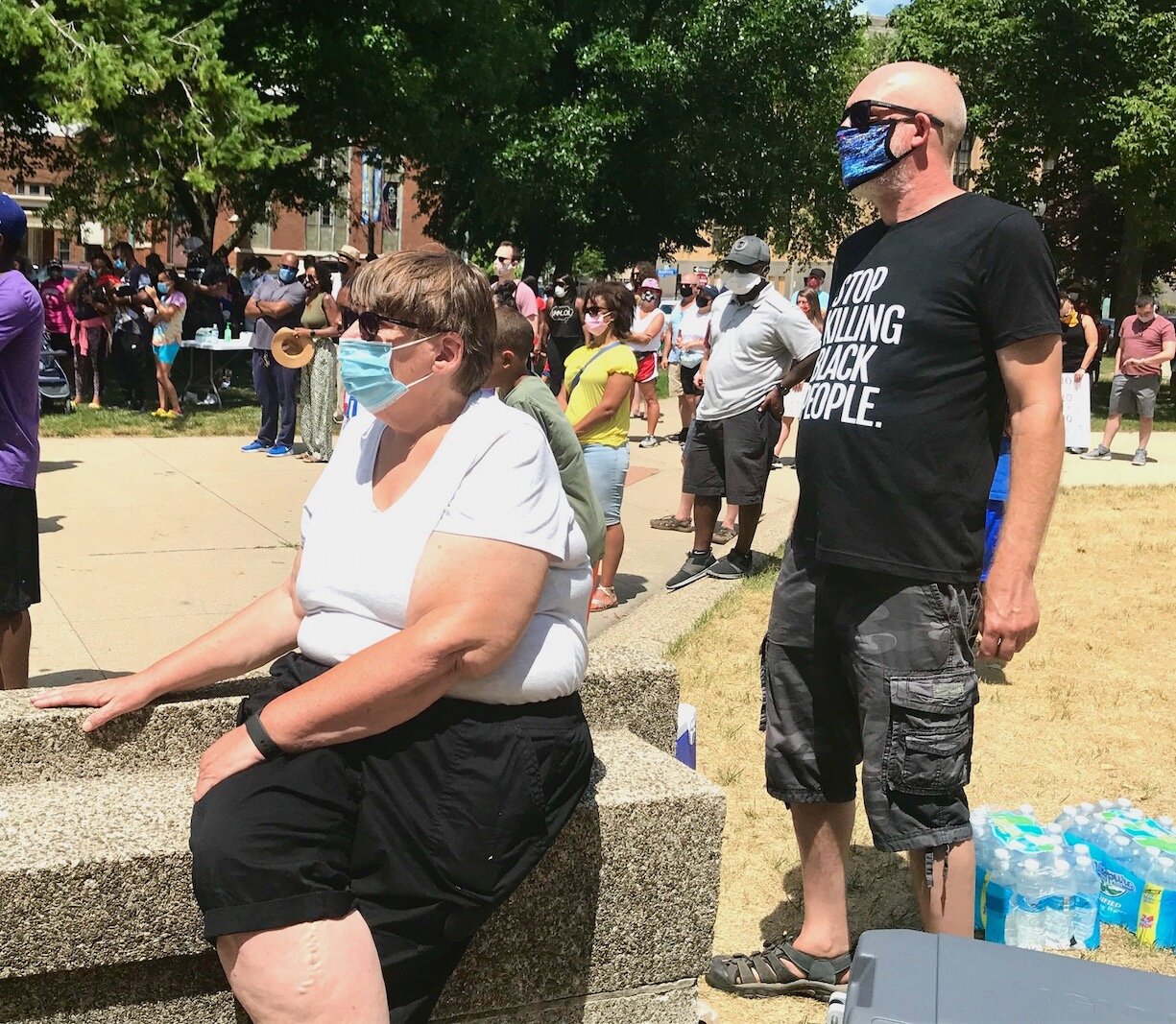 Police response to the civil unrest and protests that occurred last summer are the focus of a 111-page report by OIR Group. Shown here is a July 11 gathering in Bronson Park in downtown Kalamazoo.