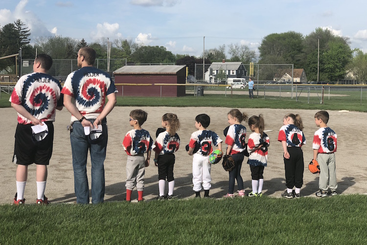 Some of the youngest players take to the field.