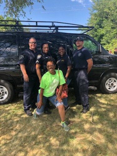 Battle Creek Police Officers and youth participate in a Police Athletic League and New Level Sports event in the summer of 2019,