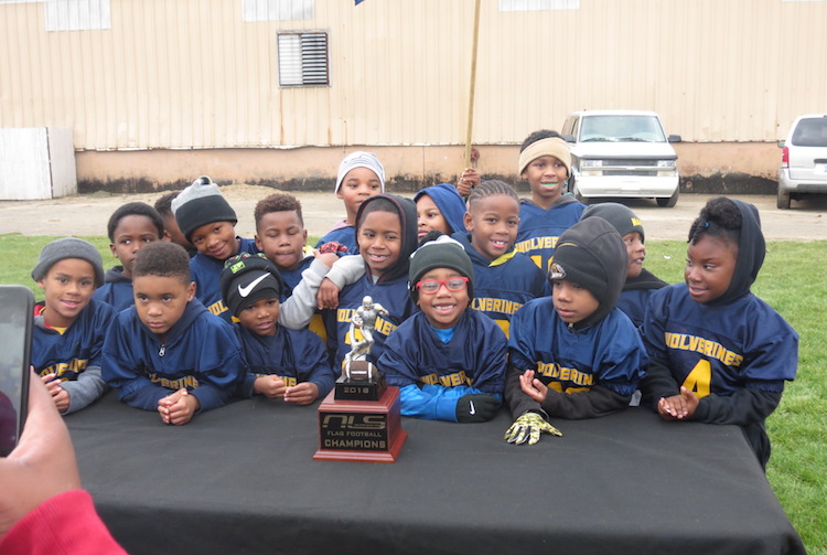 The Kalamazoo Wolverines Rocket Football teams participate in the New Level Ministries League in Battle Creek.