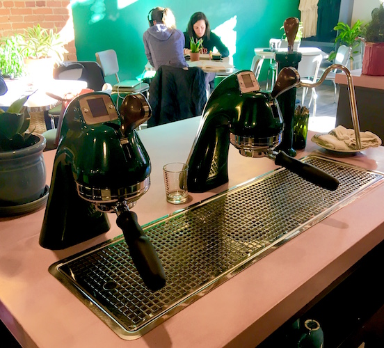 Rose Gold Cafe has special nozzles for its modular espresso makers.