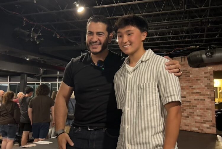 U.S. Senate candidate Abdul El-Sayed with Voices of Youth Braylon Youker during El-Sayed's recent visit to Kalamazoo.