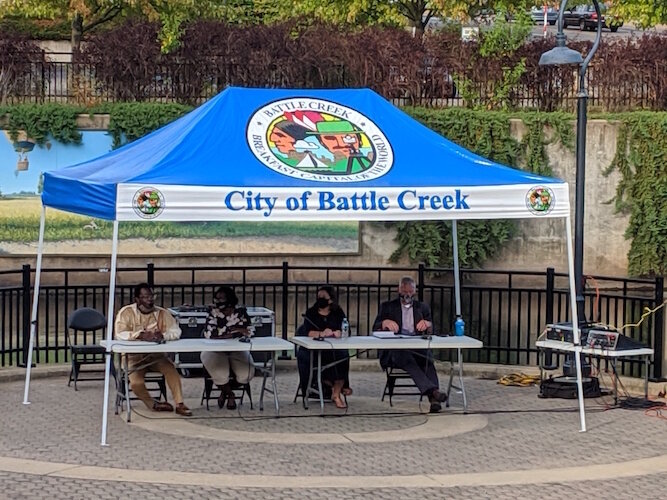 City officials at the “Let’s Get Real Series” of conversations sponsored by the Southwestern Michigan Urban League, the African American Collaborative, and the City of Battle Creek.