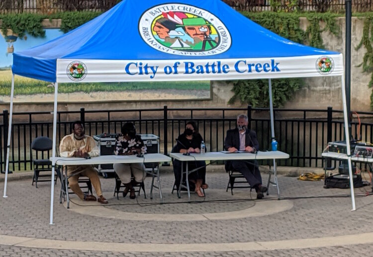 City officials at the “Let’s Get Real Series” of conversations sponsored by the Southwestern Michigan Urban League, the African American Collaborative, and the City of Battle Creek.