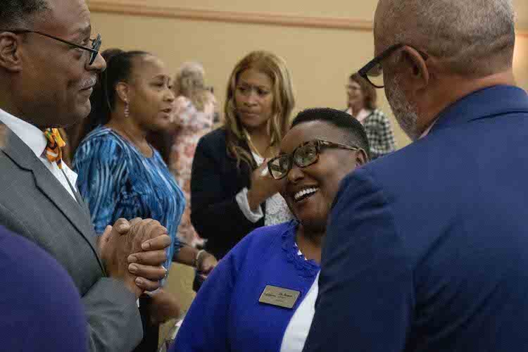 Dr. Grace Lubwama greets those who attended the KZCF Partner Appreciation event in September.