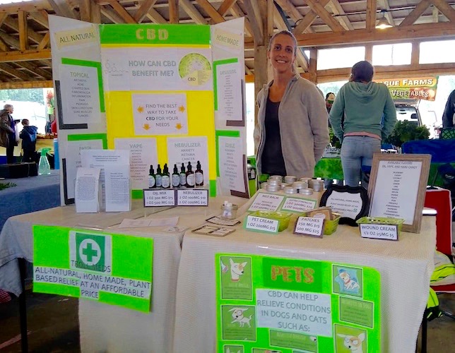 Brook Green sells her CBD-infused salves and oils at the Farmers Market in Vicksburg. Photo courtesy Brook Green.