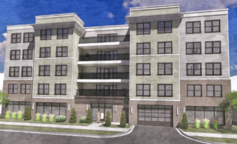 This is an artist’s rendering of a 64-unit housing development tha lt is planned for 530 S. Rose St.