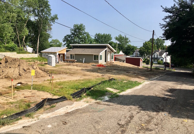 This is the rear of the northernmost point in the Eastside Gateway Project where there is ongoing construction along Foresman Avenue, looking south towards East Michigan Ave.