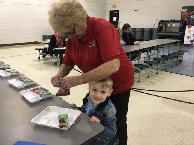 Snack-time at kindergarten orientation at Greenwood Elementary School in 2020.