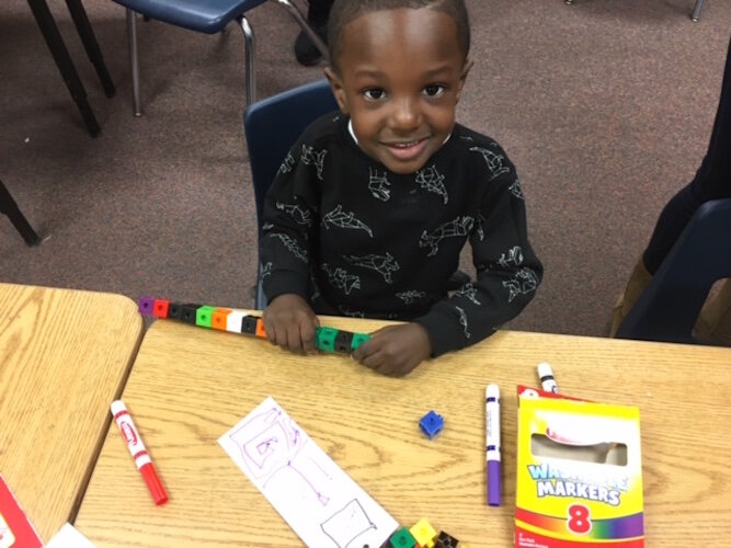 Getting creative at kindergarten orientation at Greenwood Elementary School in 2020.