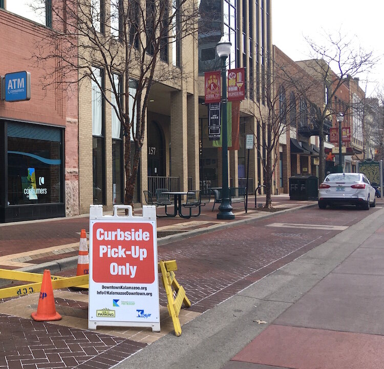 Kalamazoo businesses have struggled since the COVID-19 outbreak began. A small business loan program authorized Tuesday by the Kalamazoo City Commission may help some. Several good/product pickup zones that have been set up.