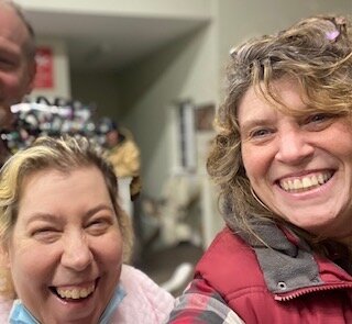 Julie Stevens (right) with Joan, a longtime participant of SHALOM