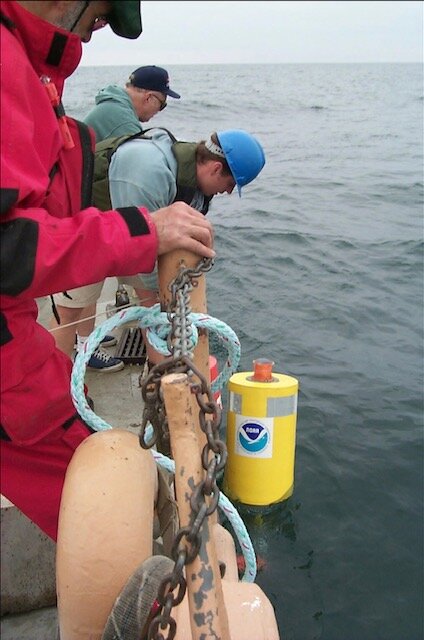 Thermistor chain deployment in southern Lake Michigan. EEGLE cruise, June 1999.