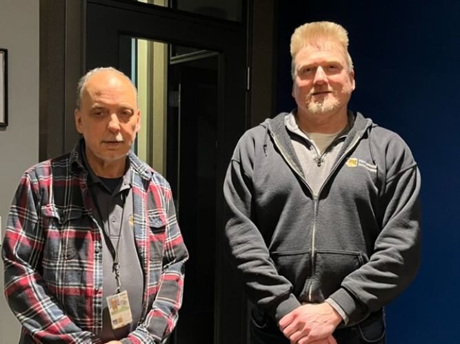 John Shriver, left, and Mark Hauler, at  Goodwill Central Michigan Heartland's Financial Opportunity Center in downtown Battle Creek