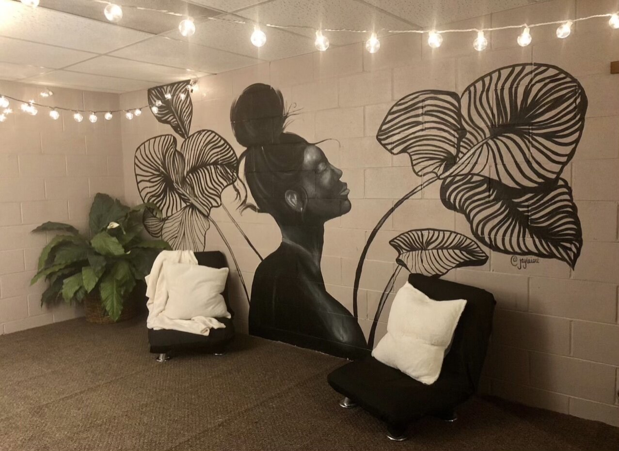 Mural done by Taylor on the wall of her former art tutoring office at Cute & Sassy Spa & Salon
