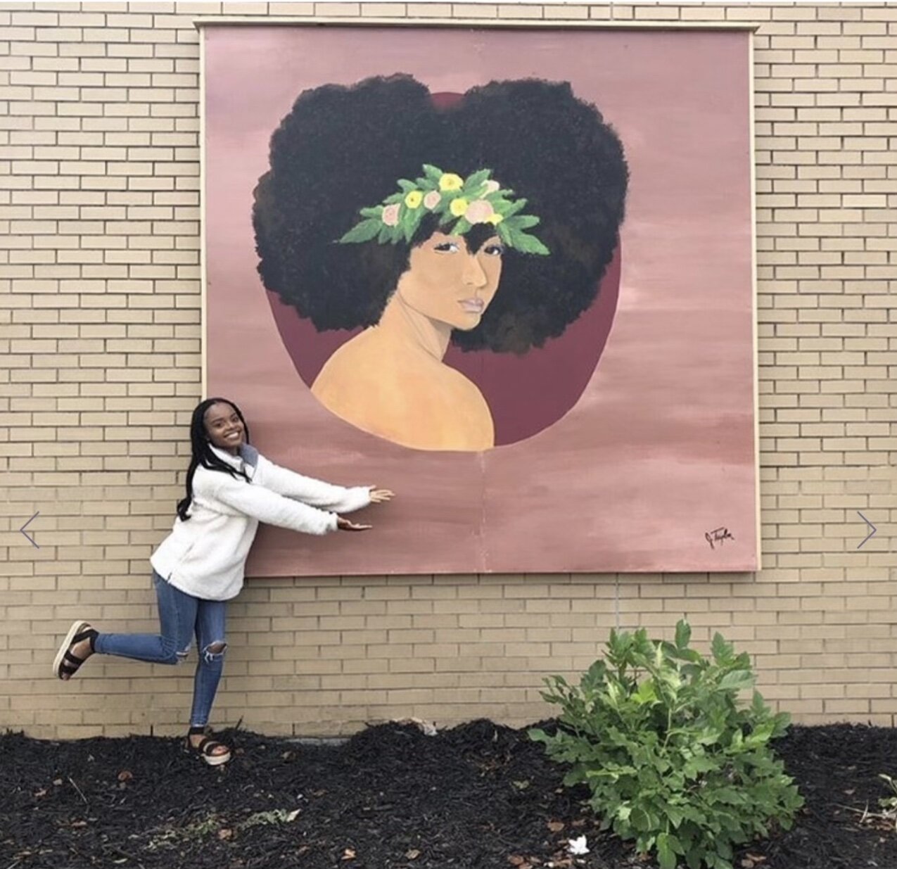 Taylor's first mural in Battle Creek was done in 2019 at the Southwestern Michigan Urban League offices. She has done 20 murals throughout Michigan since starting her business.