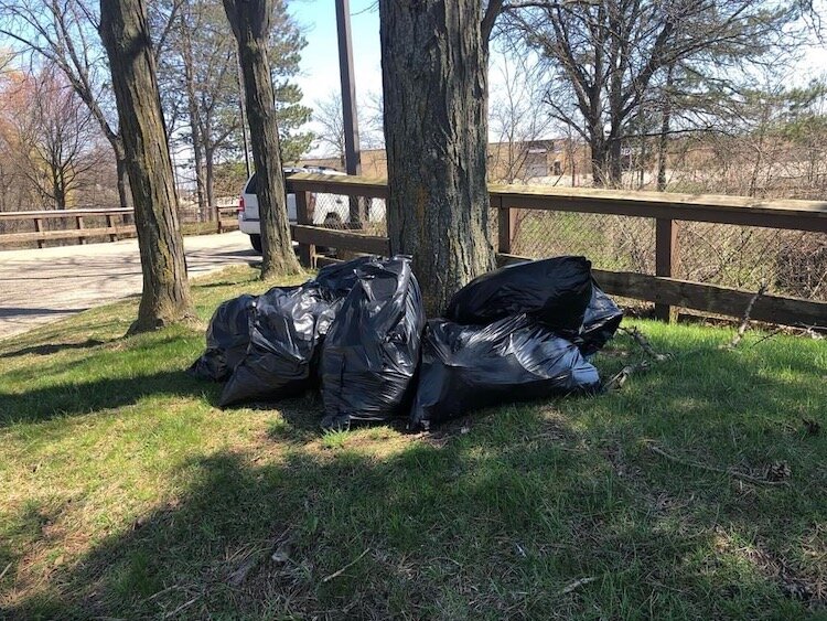Garbage filled 33 gallon bags after a two hour litter event.