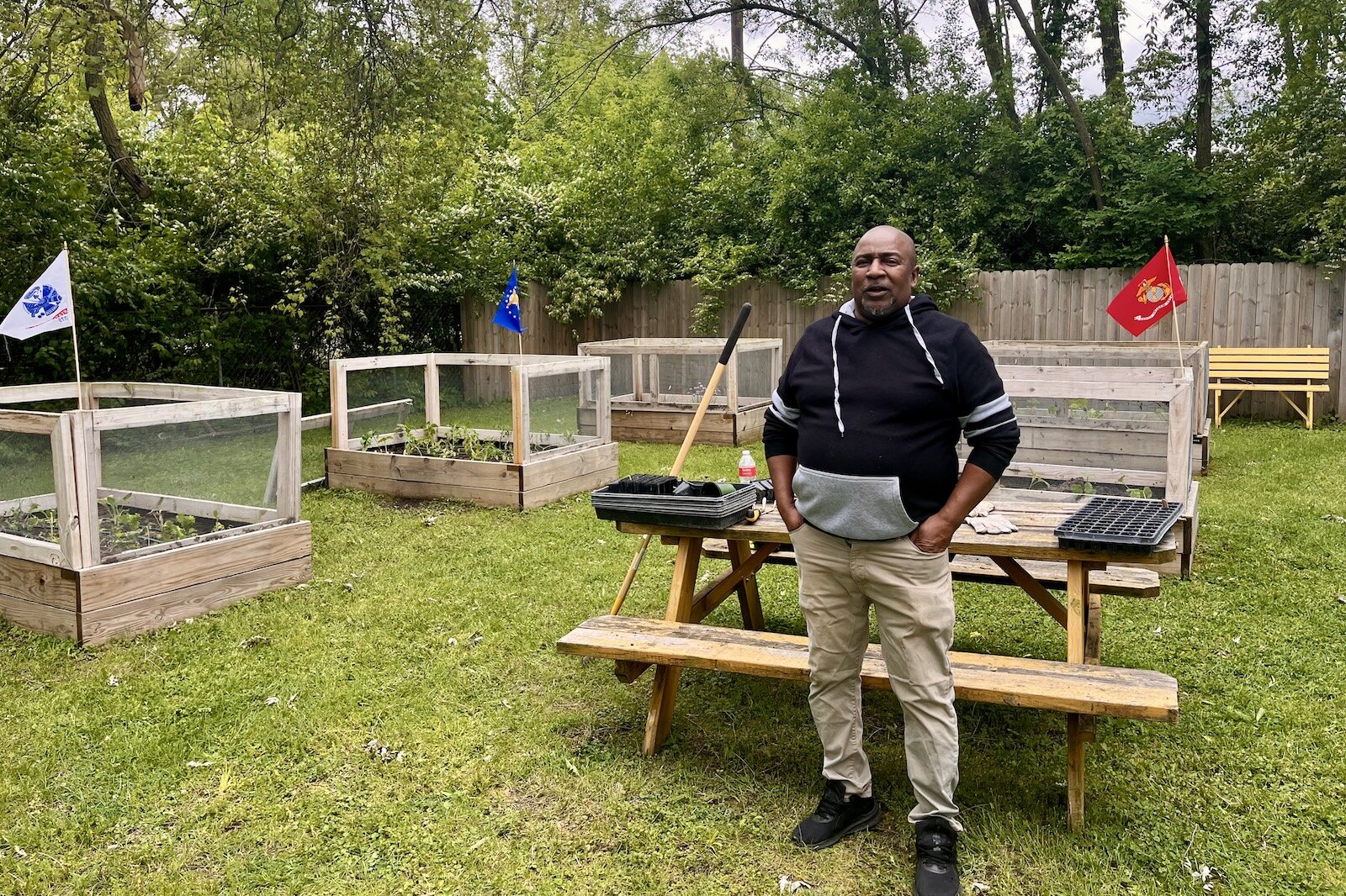 Tyrone Thrash, housing coordinator for Keystone, at the facility's therapy garden. "It's just a challenge" helping vets find homes, but he estimates that over half of their residents have found permanent housing.