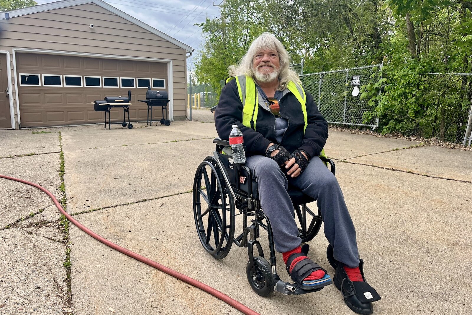 Dane Neal in the courtyard of Keystone, transitional housing for unhoused vets. Neal was in the Army, stationed near the DMZ in Korea. After numerous medical issues he couldn't afford a place to stay. "Now I'm homeless.... I had a life, man."