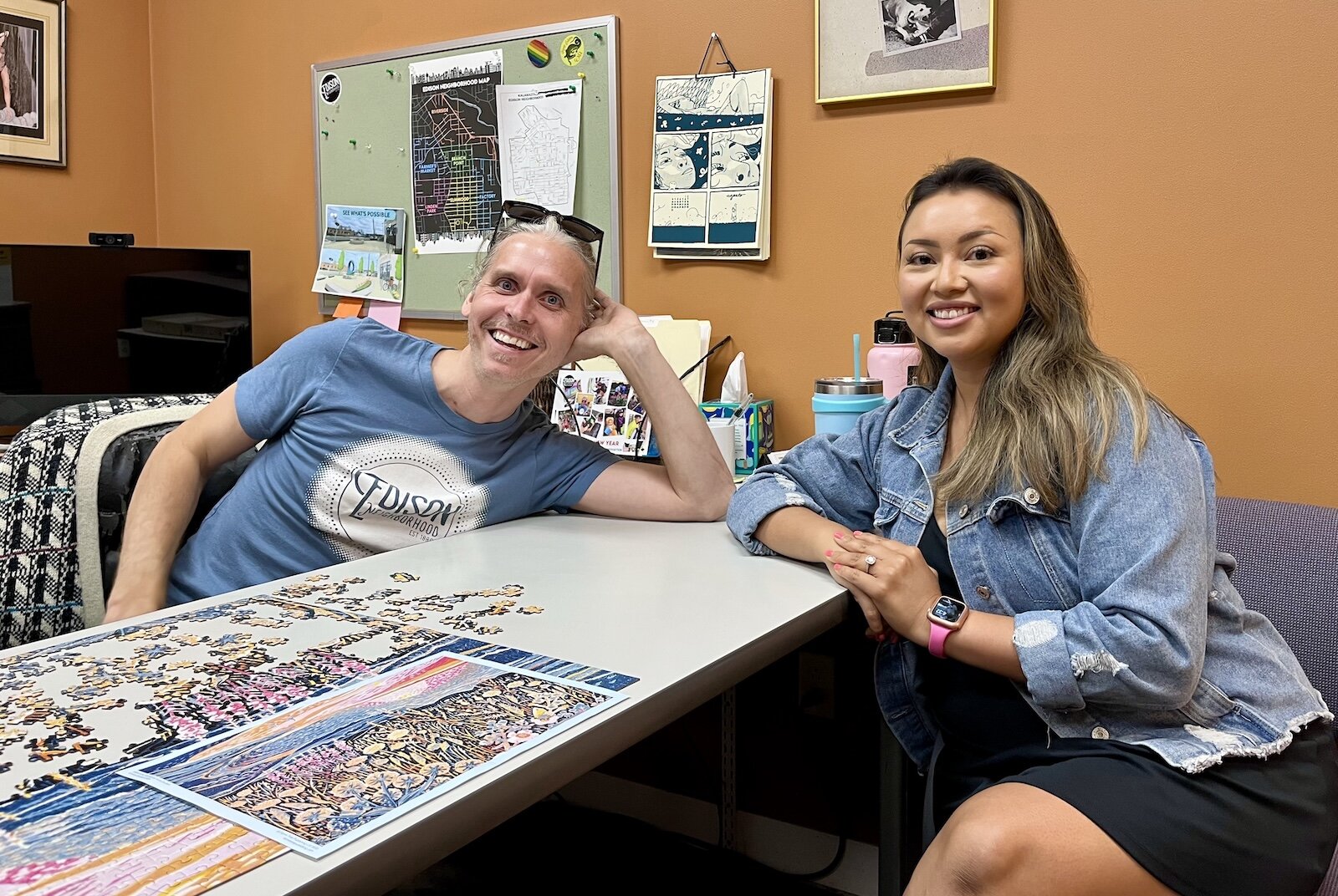 Edison Neighborhood Association Executive Director Stephen Dubuie and ENA board member and realtor Juliet Altman look forward to getting a closer look at what the city has proposed for housing development in the neighborhood.